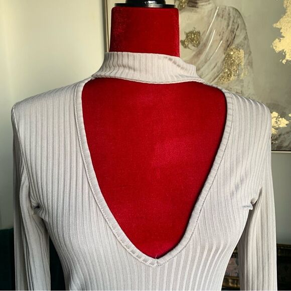 BOHOO GRAY RIBBED MIDI DRESS - Picture 8 of 12